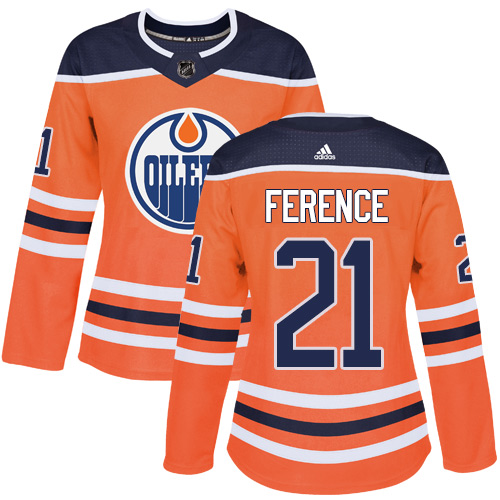 Adidas Oilers #21 Andrew Ference Orange Home Authentic Women's Stitched NHL Jersey